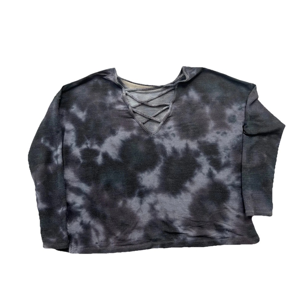American Eagle Outfitters Sweatshirt Womens Small Black Cotton Stretch‎ Tie Dye